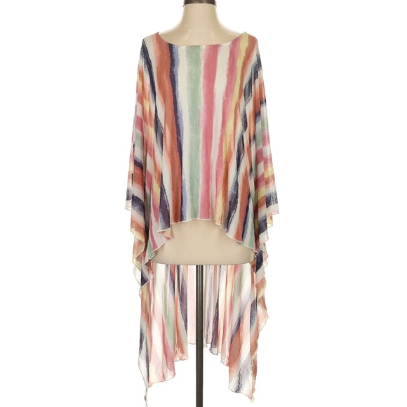 Hi-Low Colorful Stripe Cover-up Poncho S - Picture 1 of 4